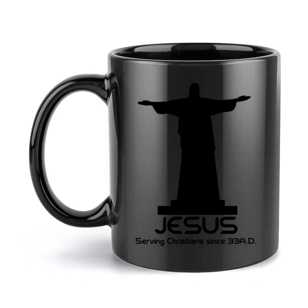 Jesus Serving Christians Funny Religious Black Mug