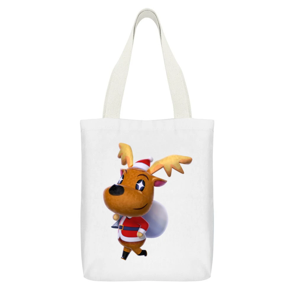 Jingle From Animal Crossing Nintendo Character Video Game White Canvas Tote Shopping Bag With Interior Pocket