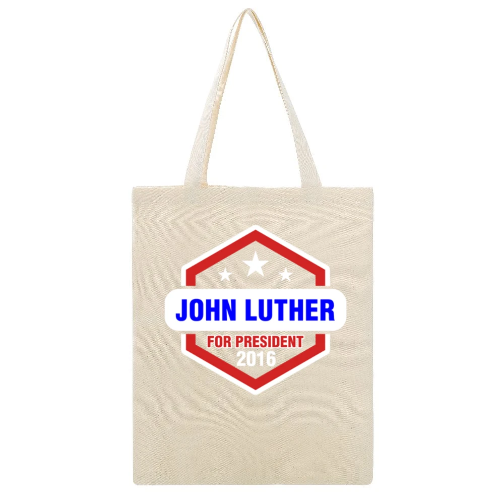 John Luther For President 2016 Luther TV Show Beige Canvas Tote Shopping Bag