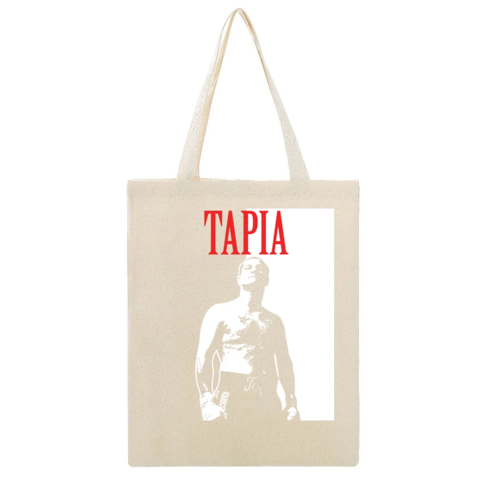 Johnny Tapia Boxing Legend Beige Canvas Tote Shopping Bag