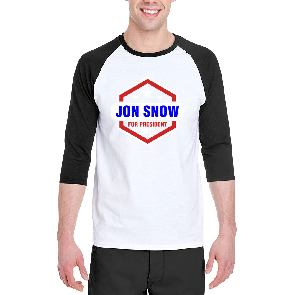 Jon Snow For President 2016 Game of Thrones TV Show Men 3/4 Sleeve T-Shirt