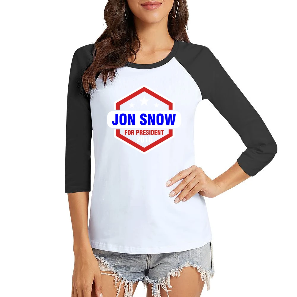 Jon Snow For President 2016 Game of Thrones TV Show Women Ladies 3-4 Sleeve T-Shirt