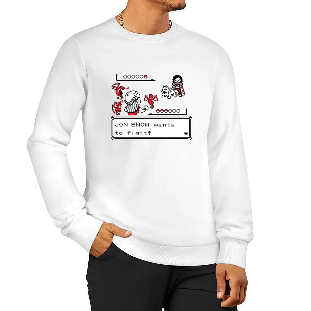 Jon Snow Wants To Fight Funny Pokemon Battle Game Of Thrones GoT TV Sh Men Pullover Sweatshirt