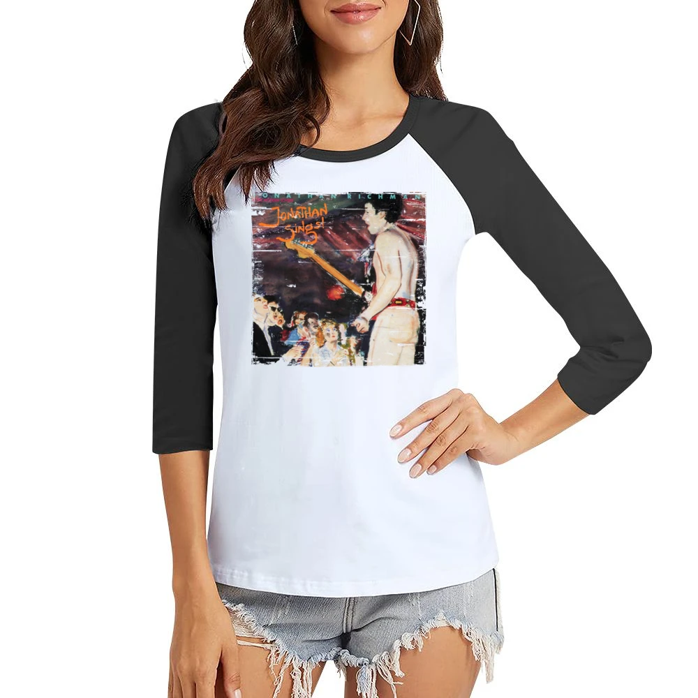 Jonathan Richman Jonathan Sings Album Cover Distressed Image Women Ladies 3-4 Sleeve T-Shirt