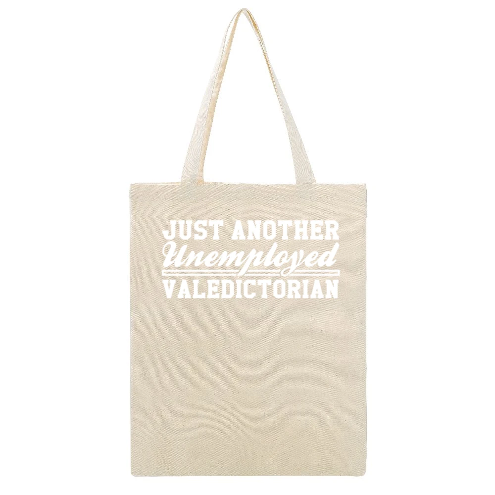 Just Another Unemployed Valedictorian Funny Education Graphic Beige Canvas Tote Shopping Bag