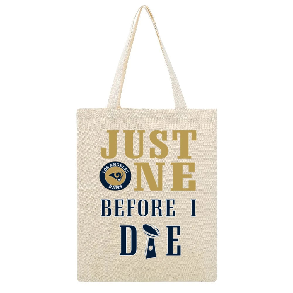 Just One Before I Die Rams Football Team Beige Canvas Tote Shopping Bag