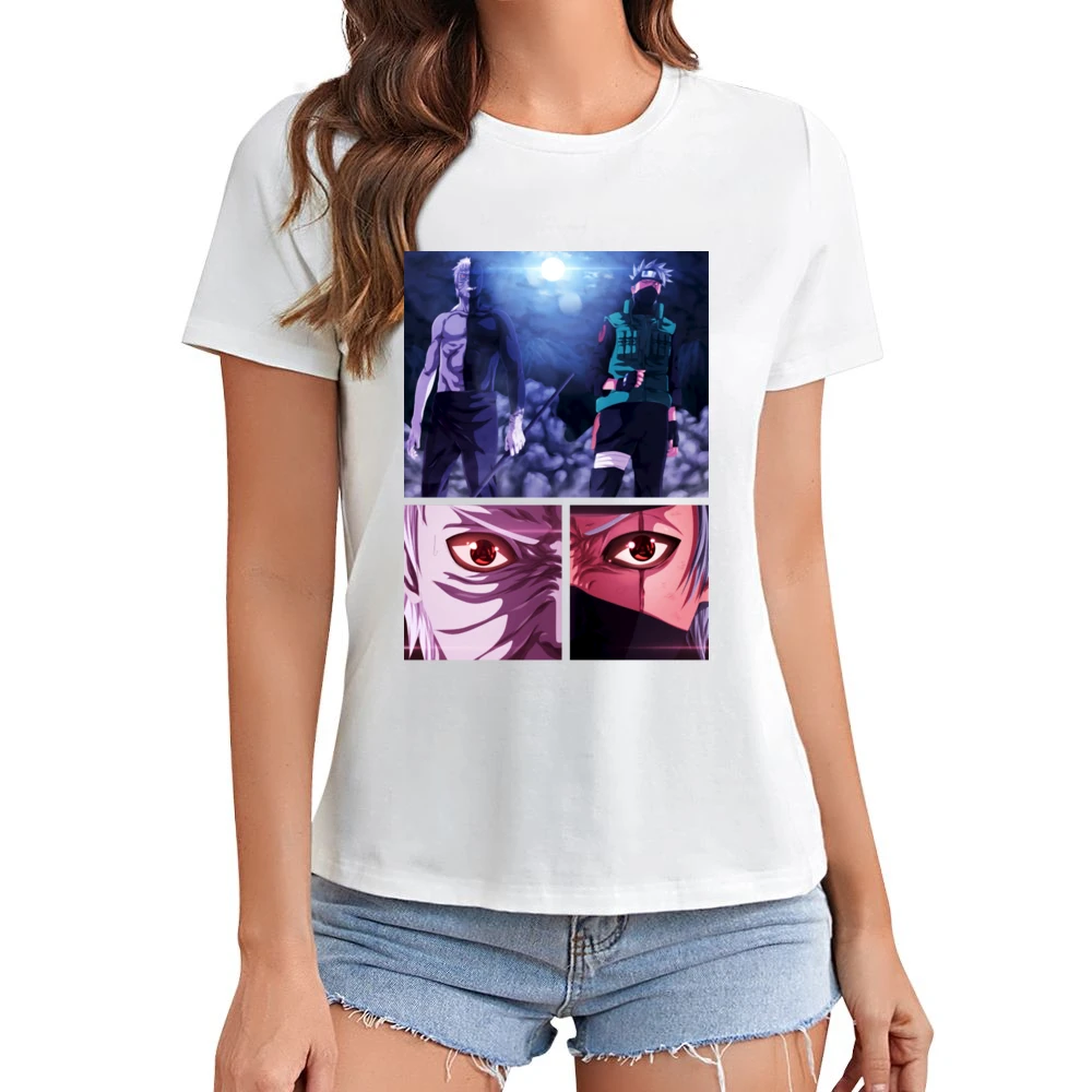 Kakashi hatake Obito Uchiha 2 sharingan eyes kamui Naruto shippuden a Asian Size Women Ladies T-shirt