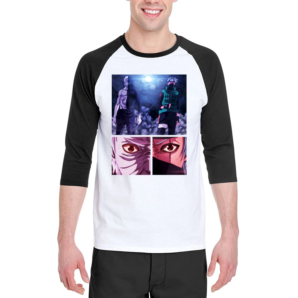Kakashi hatake Obito Uchiha 2 sharingan eyes kamui Naruto shippuden a Men 3/4 Sleeve T-Shirt