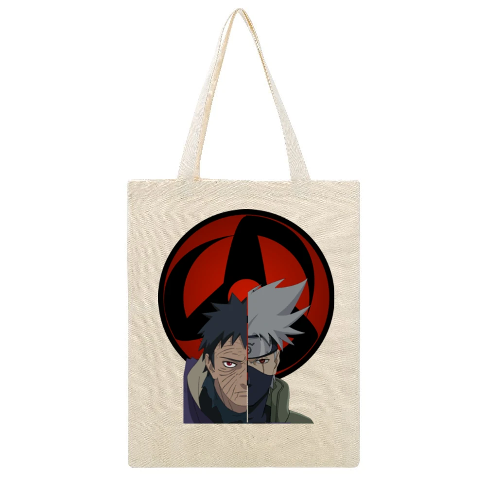 Kamui eyes sharingan Tobi Uchiha Hatake Kakashi magenkyo Naruto anime Beige Canvas Tote Shopping Bag