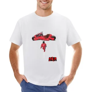 Kaneda and bike Akira Japanese manga series Katsuhiro Otomo anime mang Asian Size Men T-Shirt