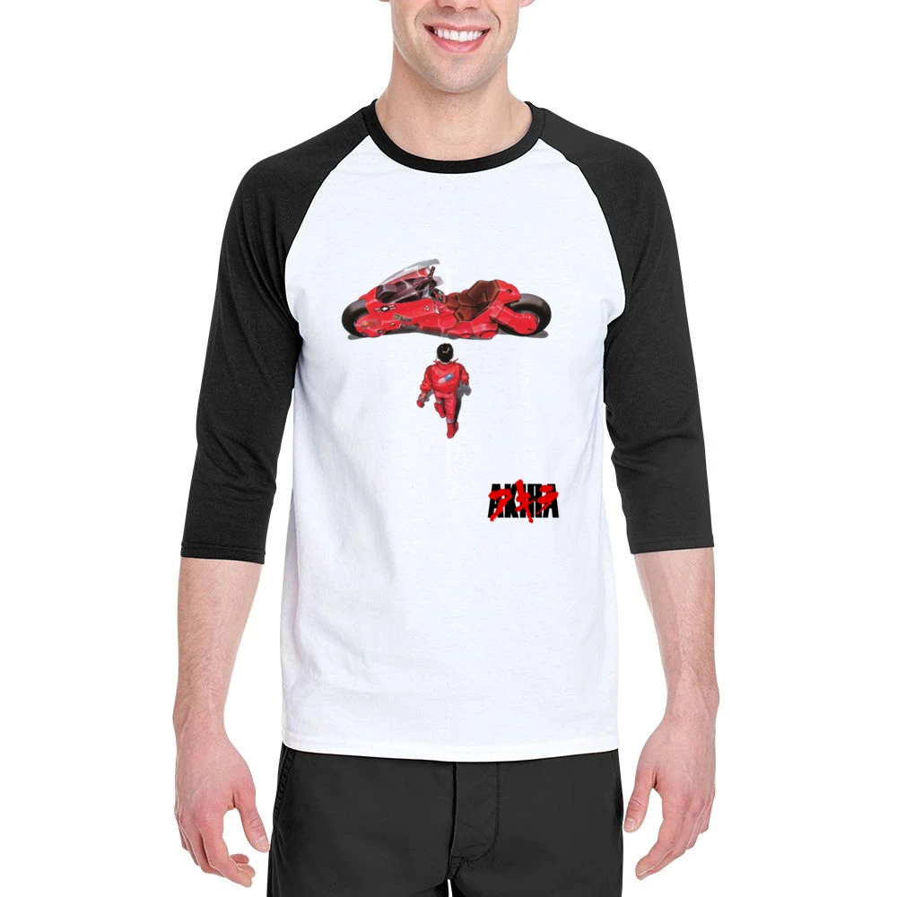 Kaneda and bike Akira Japanese manga series Katsuhiro Otomo anime mang Men 3/4 Sleeve T-Shirt