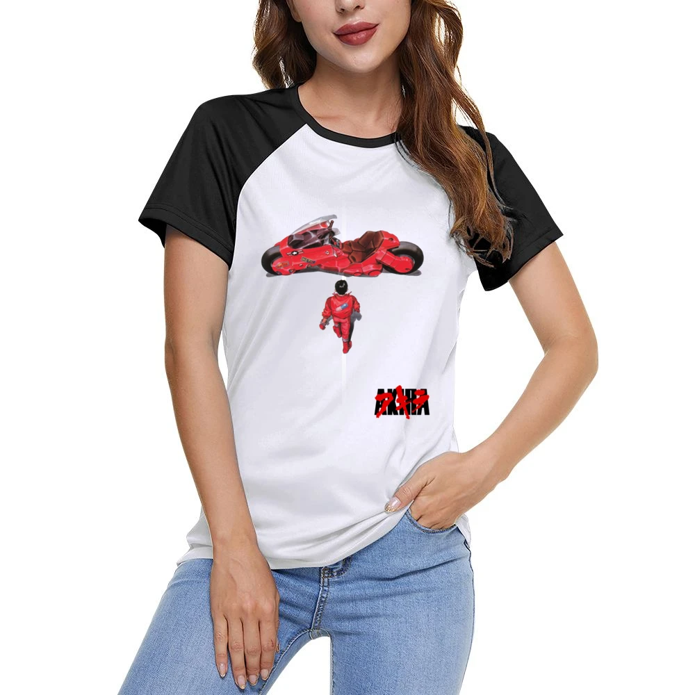 Kaneda and bike Akira Japanese manga series Katsuhiro Otomo anime mang Women Ladies Short Sleeve T-Shirt