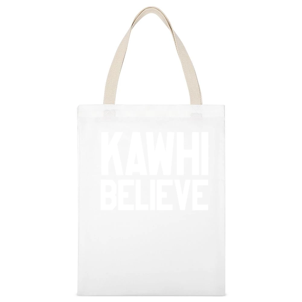 Kawhi Believe San Antonio Basketball White Canvas Tote Shopping Bag
