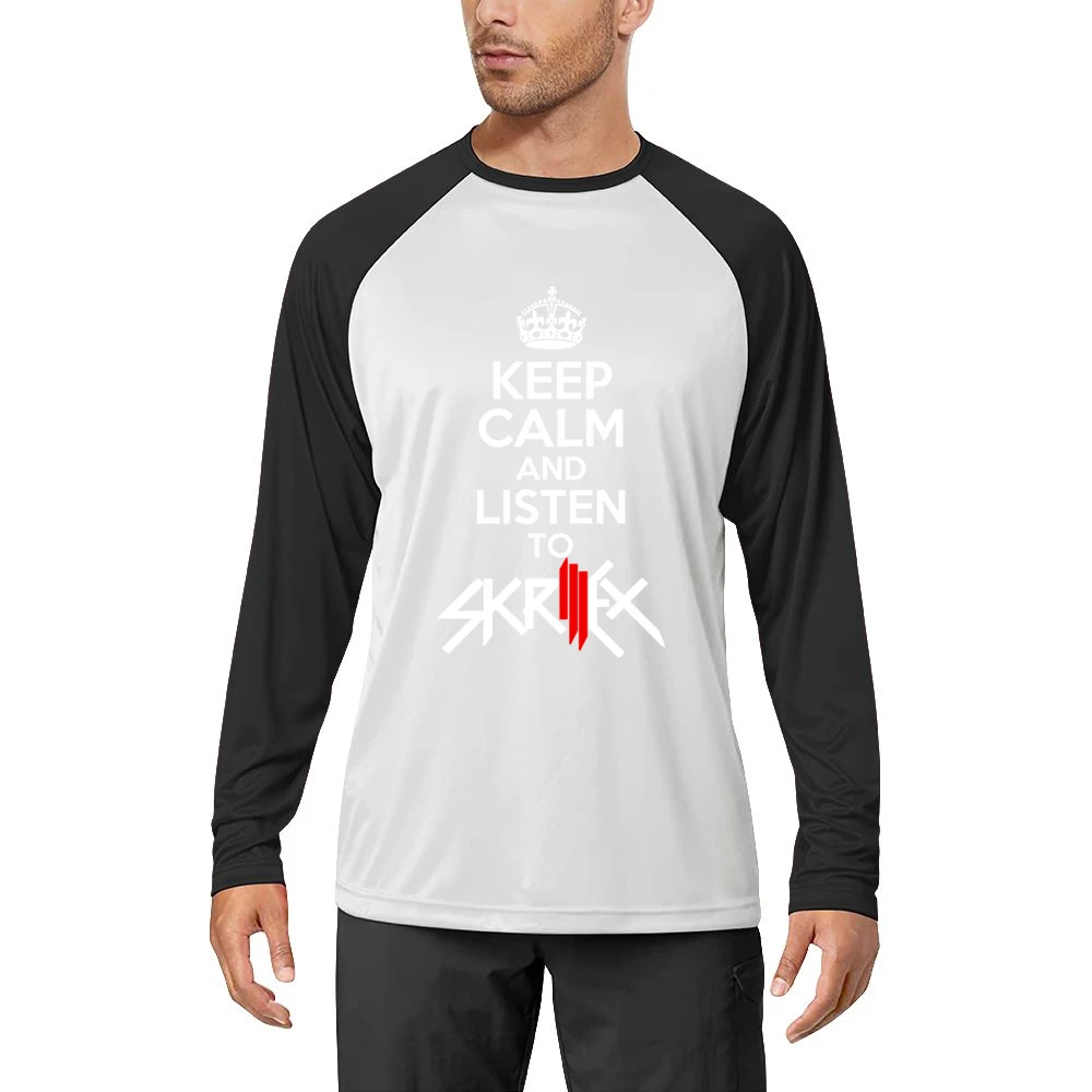 Keep Calm And Listen To Skrillex Fun EDM Music Graphic Men Long Sleeve T-Shirt