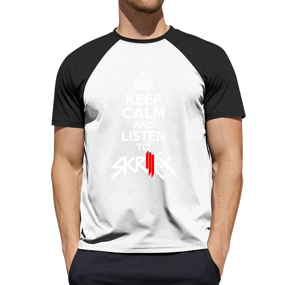 Keep Calm And Listen To Skrillex Fun EDM Music Graphic Men Short Sleeve T-Shirt
