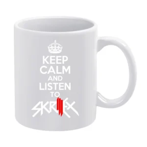 Keep Calm And Listen To Skrillex Fun EDM Music Graphic White Mug