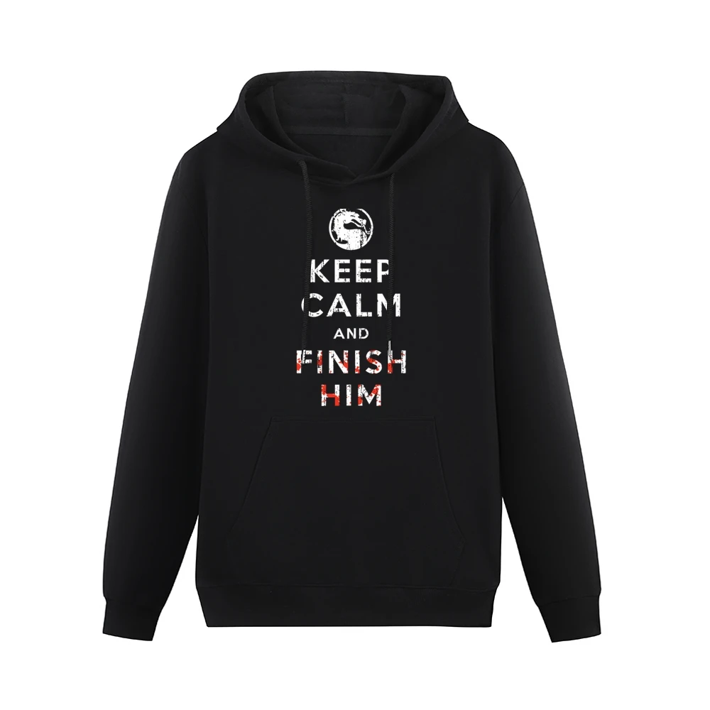 Keep Calm and Finish Him Mortal Kombat Funny Video Game Men Hoodie With Pocket