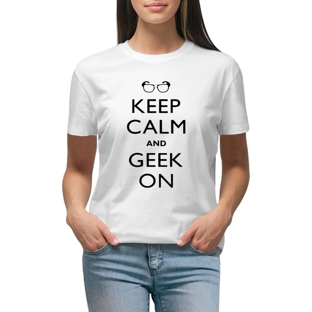 Keep Calm and Geek On Premium Women Ladies T-shirt
