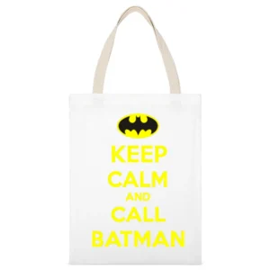Keep Calm and call Batman White Canvas Tote Shopping Bag