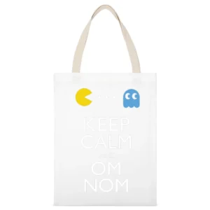 Keep calm and Om Nom White Canvas Tote Shopping Bag