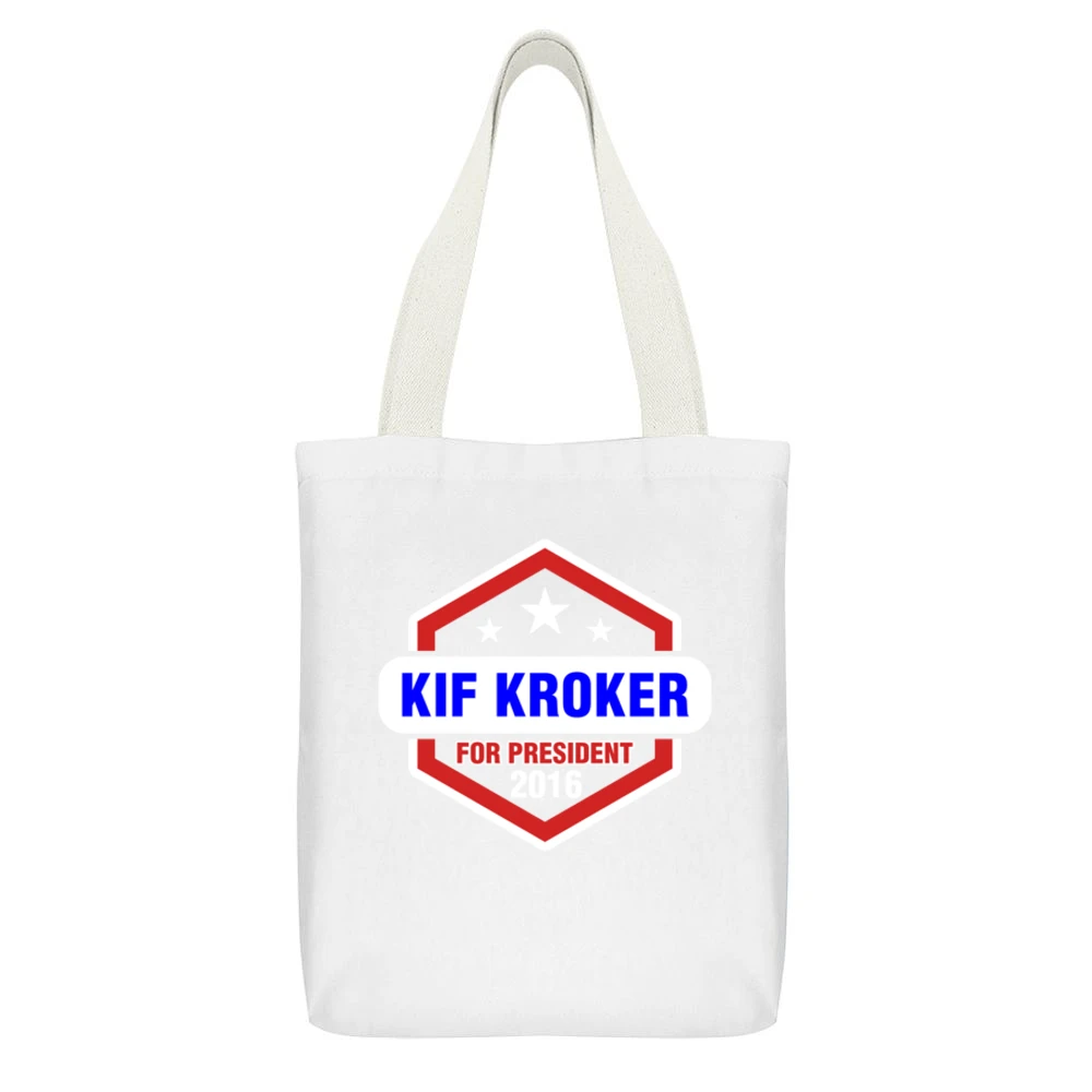 Kif Kroker For President 2016 Futurama TV Show White Canvas Tote Shopping Bag With Interior Pocket