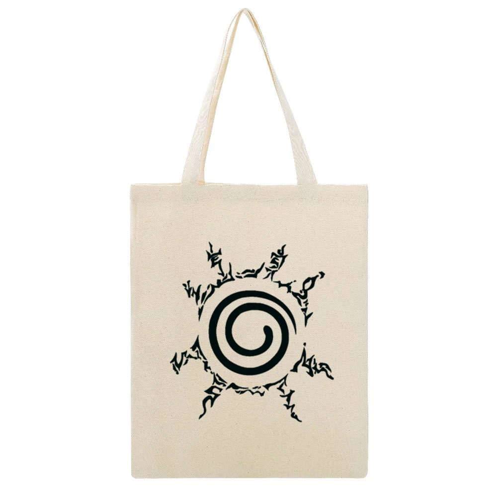 Kyuubi kurama nine tails demon fox four element seal on naruto chest m Beige Canvas Tote Shopping Bag