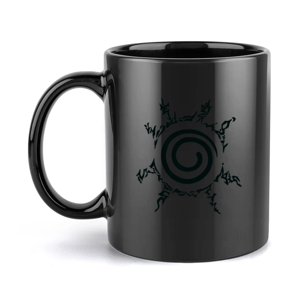 Kyuubi kurama nine tails demon fox four element seal on naruto chest m Black Mug