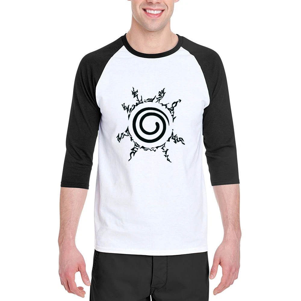 Kyuubi kurama nine tails demon fox four element seal on naruto chest m Men 3/4 Sleeve T-Shirt