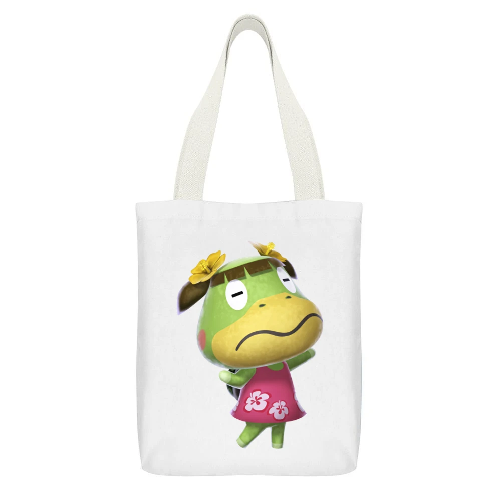 Leila From Animal Crossing Nintendo Character Video Game White Canvas Tote Shopping Bag With Interior Pocket