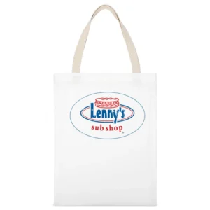 Lennys Sub Shop Fast Food Restaurant Distressed Look White Canvas Tote Shopping Bag