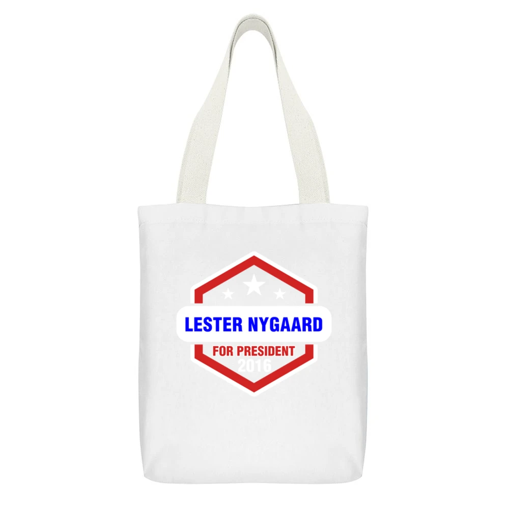 Lester Nygaard For President 2016 Fargo TV Show White Canvas Tote Shopping Bag With Interior Pocket