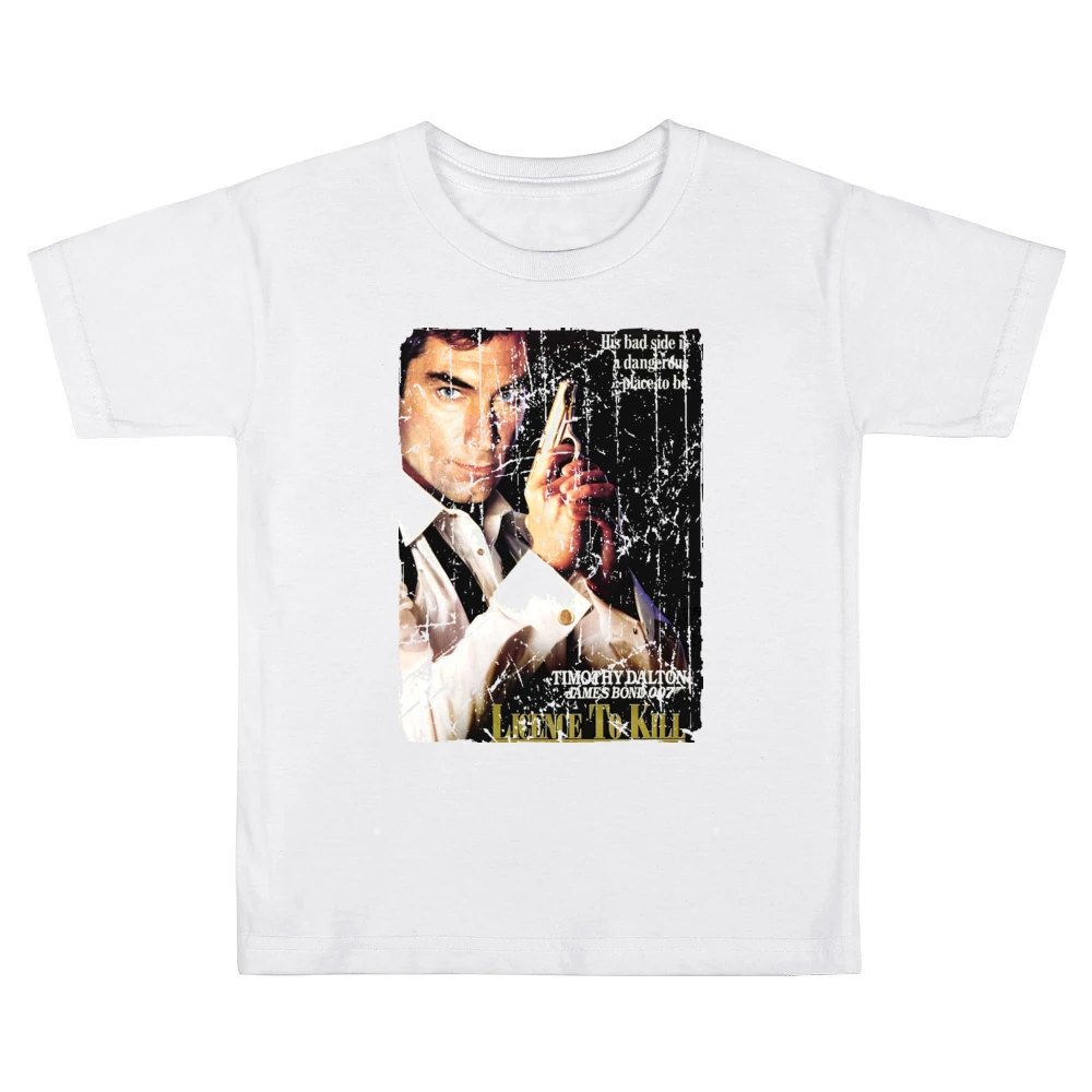 Licence To Kill Movie Poster Retro Aged Look Kids Boys Girls T-Shirt