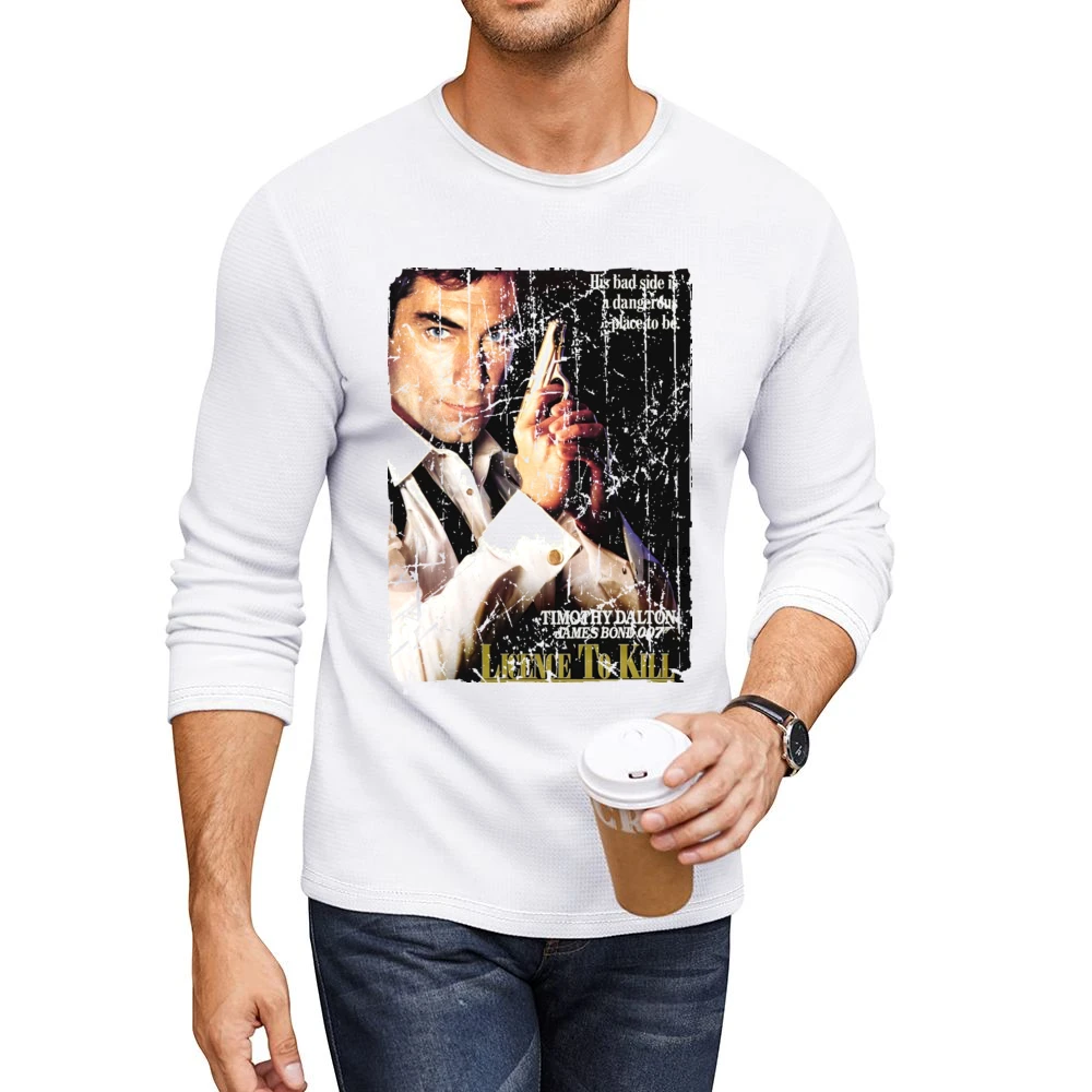 Licence To Kill Movie Poster Retro Aged Look Men CrewNeck Long Sleeve T-Shirt