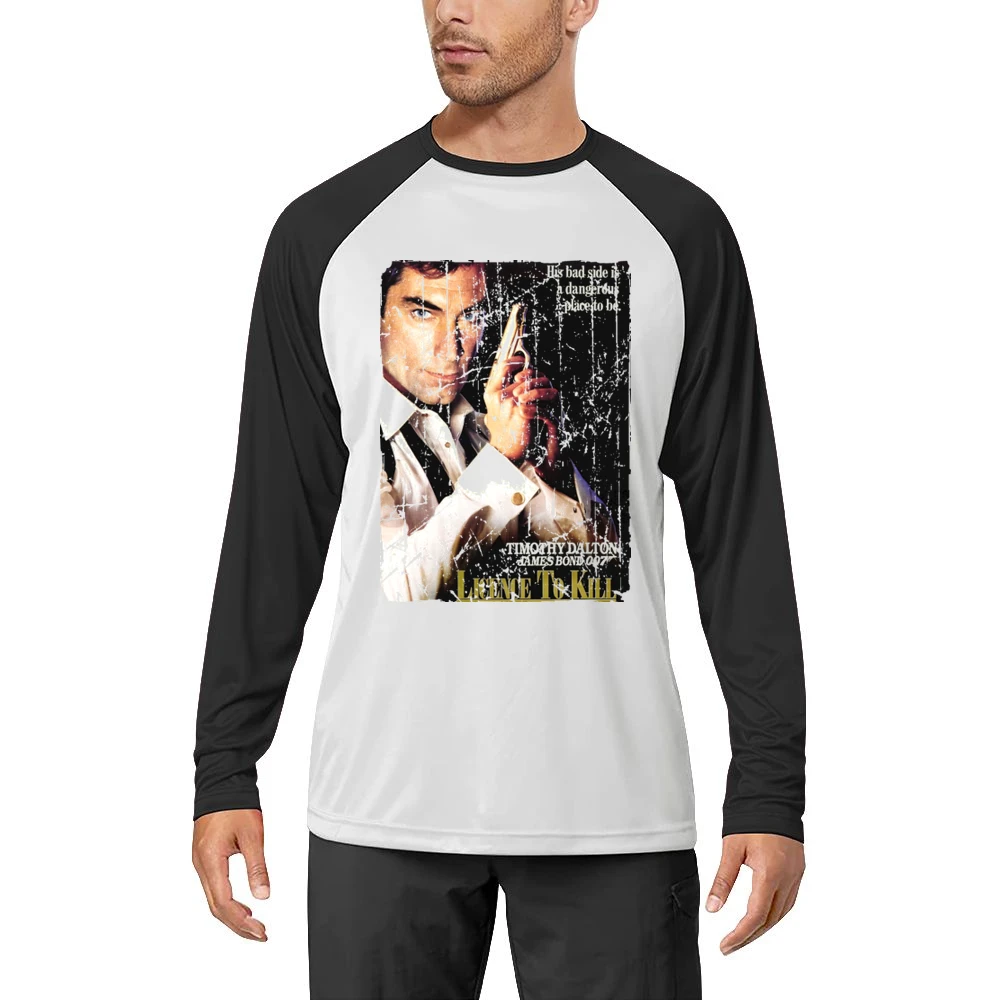 Licence To Kill Movie Poster Retro Aged Look Men Long Sleeve T-Shirt