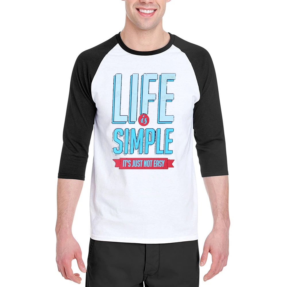 Life Is Simple It Is Just Not Easy Fun Motivational Vintage Style Grap Men 3/4 Sleeve T-Shirt