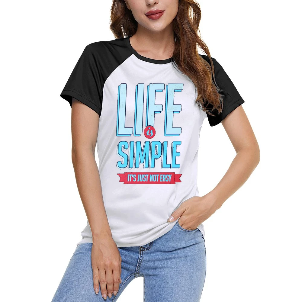 Life Is Simple It Is Just Not Easy Fun Motivational Vintage Style Grap Women Ladies Short Sleeve T-Shirt