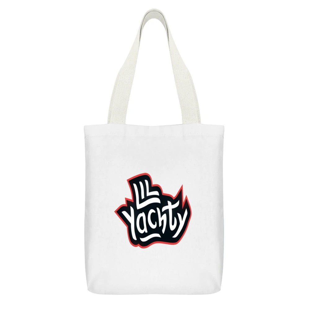 Lil Yatchy Rap Tshirt (all Styles And Colors Available) White Canvas Tote Shopping Bag With Interior Pocket