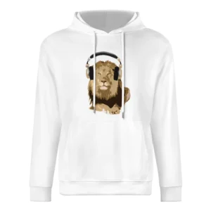 Lion King Wearing Headphones Music Lover Graphic European Size Men Hoodie