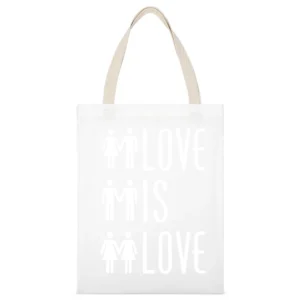 Love Is Love Men And Women Icons Straight Gay Lesbian LGBT Graphic Tee White Canvas Tote Shopping Bag