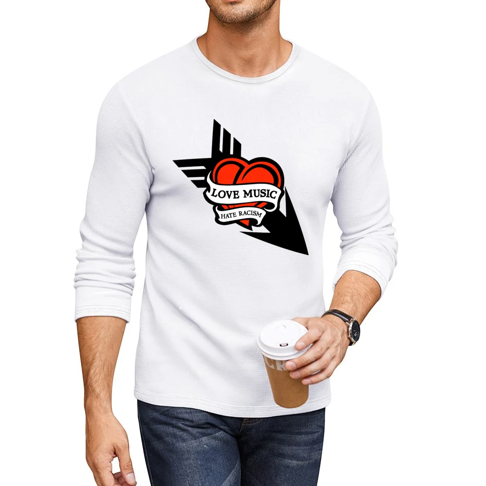 Love Music Hate Racism Men CrewNeck Long Sleeve T-Shirt