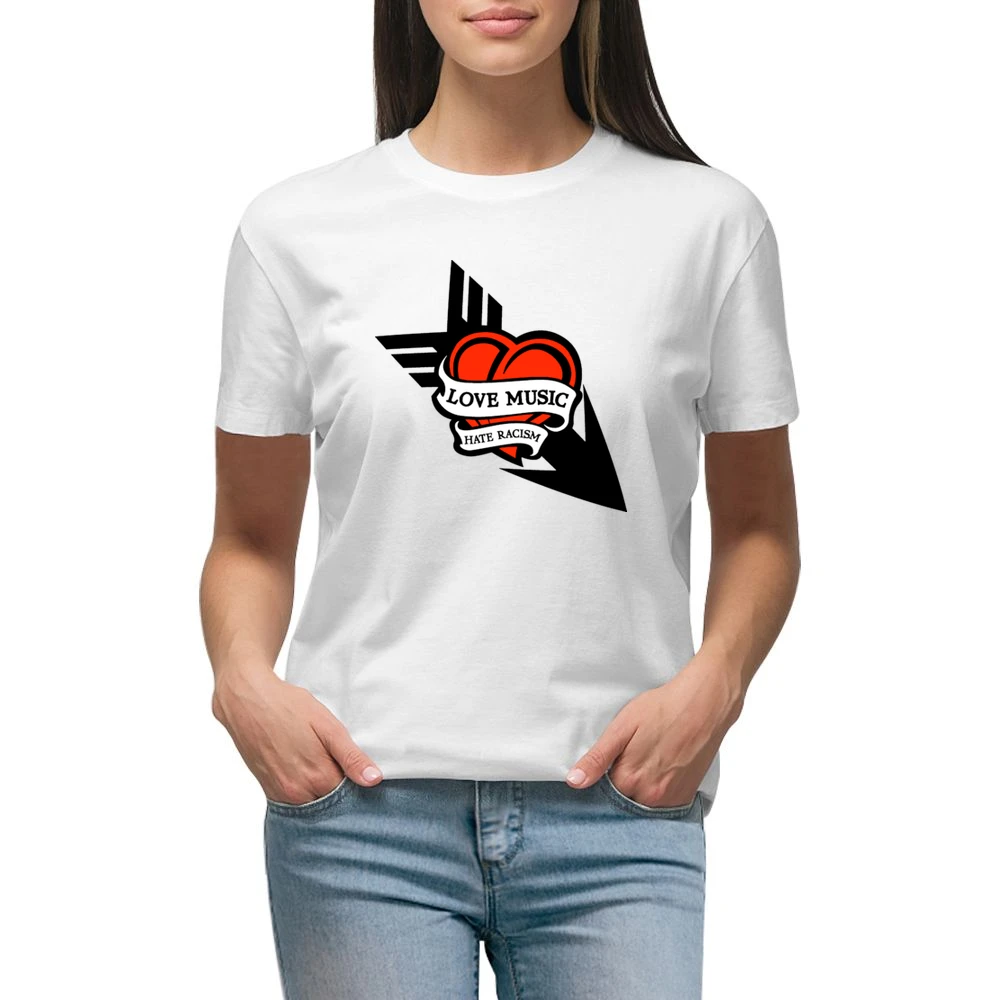 Love Music Hate Racism Premium Women Ladies T-shirt