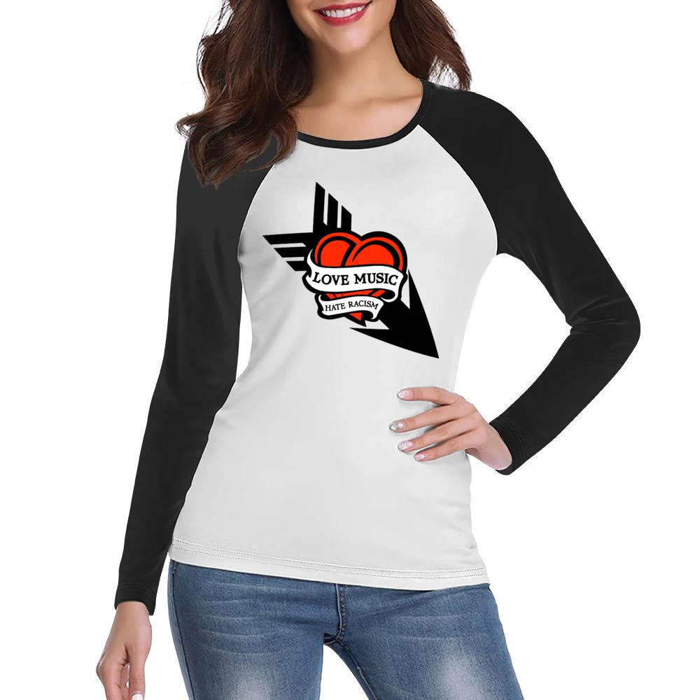 Love Music Hate Racism Women Ladies Long Sleeve T-Shirt