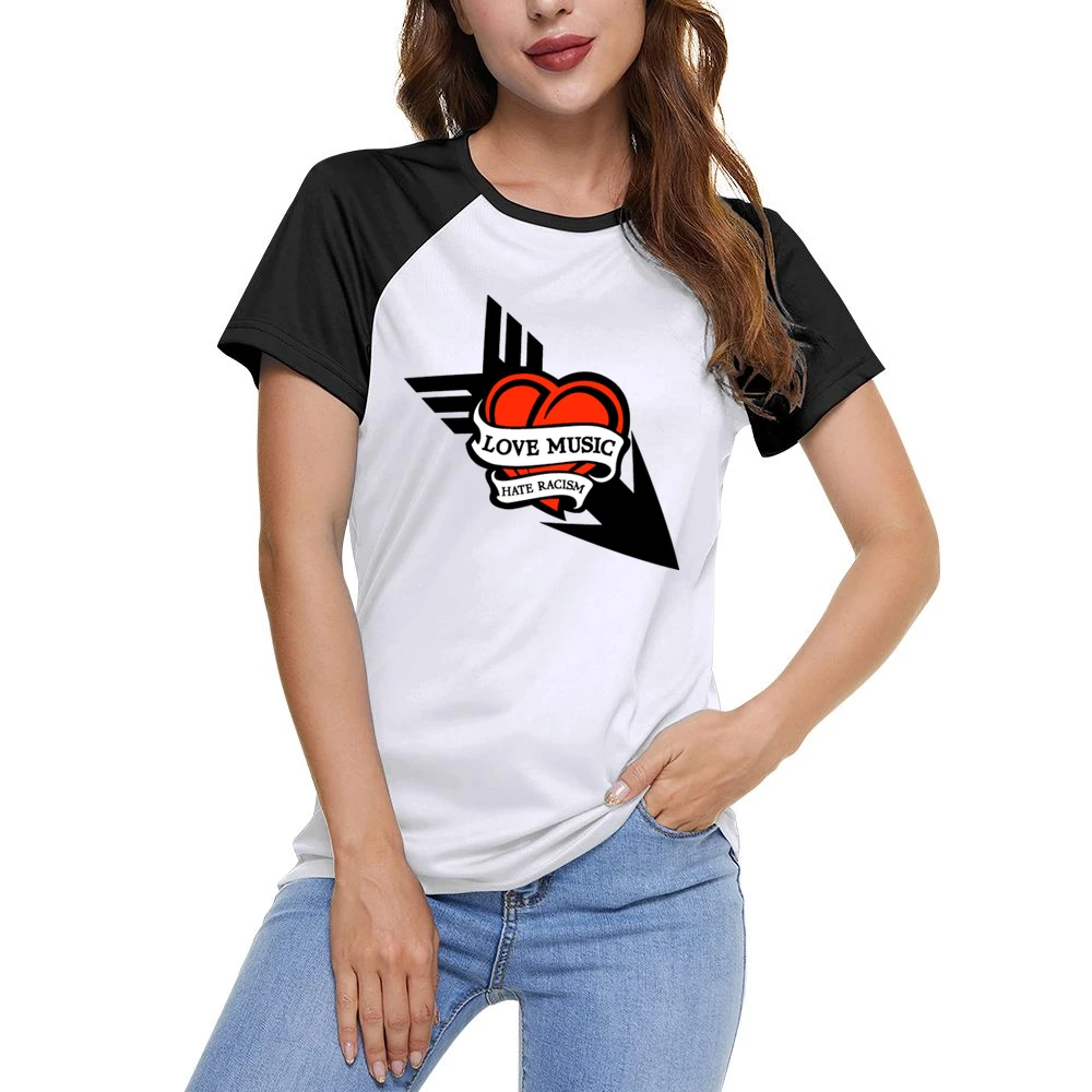 Love Music Hate Racism Women Ladies Short Sleeve T-Shirt