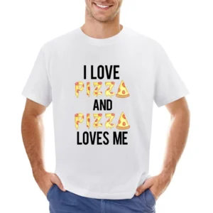 Love Pizza And Pizza Loves Me Funny Food Tee Shirt Asian Size Men T-Shirt