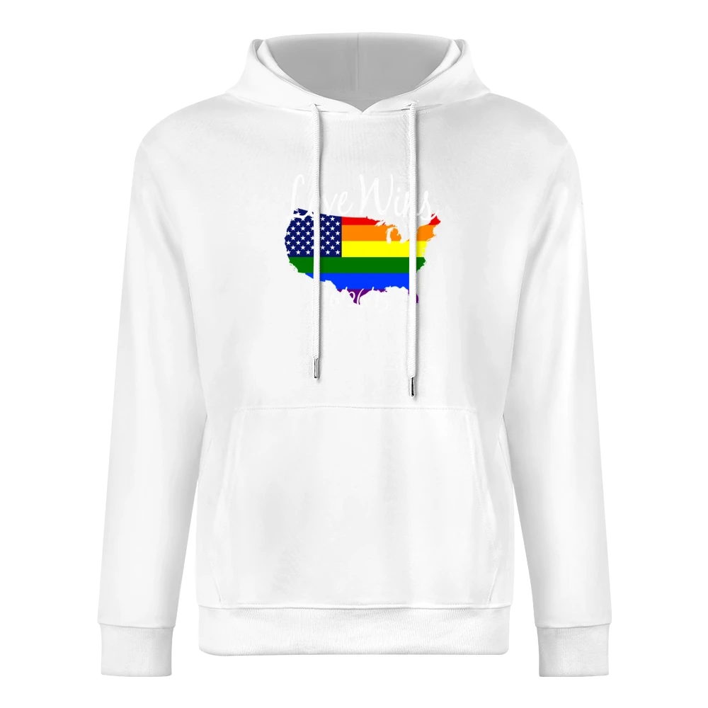 Love Wins Gay Marriage US American Rainbow Legalized Graphic European Size Men Hoodie