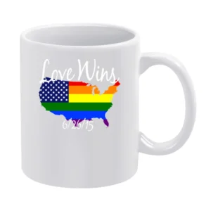 Love Wins Gay Marriage US American Rainbow Legalized Graphic White Mug