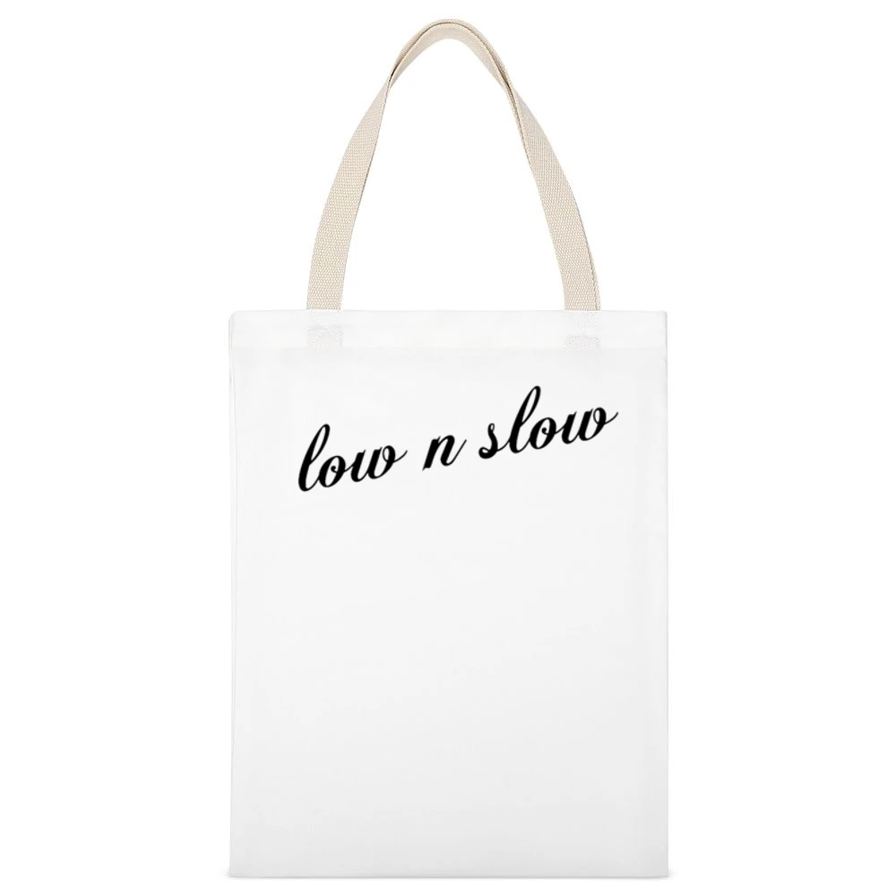 Low N Slow Custom Lowered Car JDM White Canvas Tote Shopping Bag