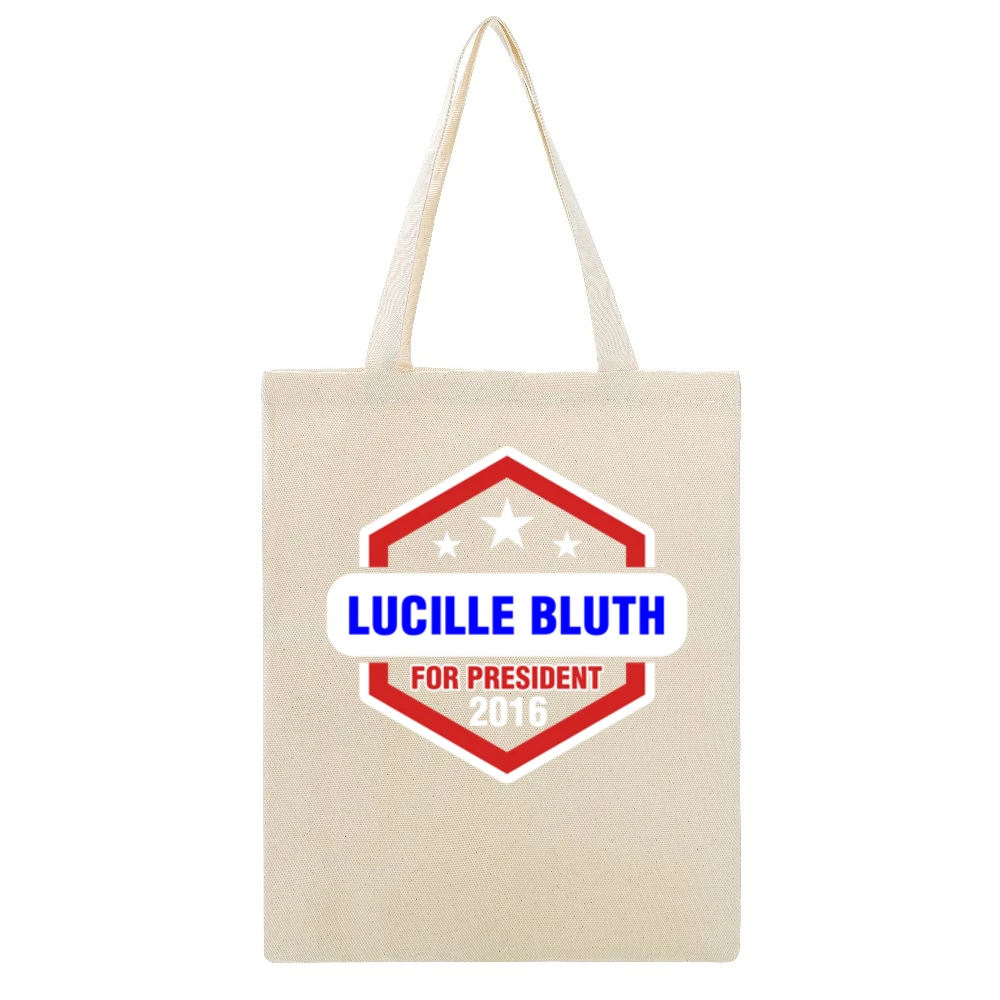 Lucille Bluth For President 2016 Arrested Development TV Show Beige Canvas Tote Shopping Bag