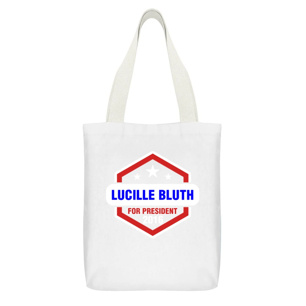 Lucille Bluth For President 2016 Arrested Development TV Show White Canvas Tote Shopping Bag With Interior Pocket