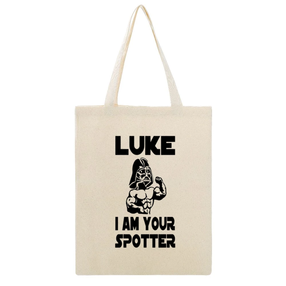 Luke I'm Your Spotter Tshirt Beige Canvas Tote Shopping Bag